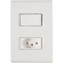 Imagem de Conjunto Tramontina Liz 4X2 Branco Com Placa (1 Paralelo+Tomada 10A)