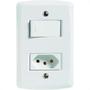 Imagem de Conjunto Tramontina Lux 4X2 Branco Com Placa (1 Simples+1Tomada )