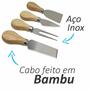 Imagem de Conjunto Utensílios Para Queijos Frios Tabua Bambu Redonda 24cm + Facas Espatula Grafo Kit 6 Peças