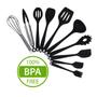 Conjunto Utensílios Profissional 10 Peças Cozinha Silicone PRETO Talher escumadeira concha colher - X-matte Imagem de Conjunto Utensílios Profissional 10 Peças Cozinha Silicone PRETO Talher escumadeira concha colher
