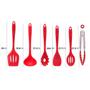 Imagem de Conjunto Utensílios Profissional 10 Peças Cozinha Silicone VERMELHO Talher escumadeira concha colher