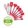 Conjunto Utensílios Profissional 10 Peças Cozinha Silicone VERMELHO Talher escumadeira concha colher - X-matte Imagem de Conjunto Utensílios Profissional 10 Peças Cozinha Silicone VERMELHO Talher escumadeira concha colher