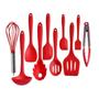 Conjunto Utensílios Profissional 10 Peças Cozinha Silicone VERMELHO Talher escumadeira concha colher - X-matte Imagem de Conjunto Utensílios Profissional 10 Peças Cozinha Silicone VERMELHO Talher escumadeira concha colher