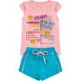 Imagem de Conjunto Verão Infantil Juvenil Feminino Neon Blusinha Algodão + Cotton Shorts Saia Moletinho Roupa Menina Tamanho 04-16