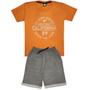 Imagem de Conjunto Verão Infantil Juvenil Masculino Camiseta reforço na gola e Bermuda Moletinho cadarço Roupa Menino Tamanhos 10 12 14 16