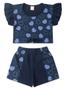 Imagem de Conjunto Verão Menina Marinho Cropped Com Amarração e Shorts Com Recorte Corações