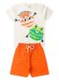 Imagem de Conjunto Verão Menino Infantil Natural Camiseta e Bermuda Fun Monsters