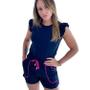 Imagem de Conjuntos Femininos Blusa Alça Shorts Laço Bolsos 2pçs CV010