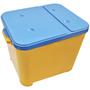 Imagem de Container Porta Ração Canister Plástico com Tampa Azul Protege Conserva Furacão Pet 15 Kg Amarelo com Tampa Azul