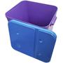 Imagem de Container Porta Ração Canister Plástico com Tampa Azul Protege Conserva Furacão Pet 15 Kg Roxo com Tampa Azul