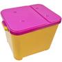 Imagem de Container Porta Ração Canister Plástico com Tampa Rosa Protege Conserva Furacão Pet 15 Kg Amarelo com Tampa Rosa