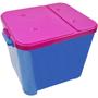 Imagem de Container Porta Ração Canister Plástico com Tampa Rosa Protege Conserva Furacão Pet 15 Kg Azul com Tampa Rosa