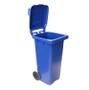 Imagem de Contentor 120L Azul  C120A  com tampa e rodas JSN, carrinho para  gari, carrinho coletor  de lixo
