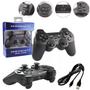 Controle Sem Fio Compatível Para Ps3 Pc Joystick Manete Cor Preto Mais Cabo de Carregamento - Doubleshock Imagem de Controle Sem Fio Compatível Para Ps3 Pc Joystick Manete Cor Preto Mais Cabo de Carregamento