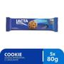 Imagem de Cookies Chocolate Ao Leite Lacta Kit 5 Pacotes De 80G