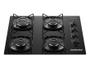 Cooktop 4 Bocas a Gás GLP Continental Mesa de Vidro Preto Acendimento Automático KC4GR Imagem de Cooktop 4 Bocas a Gás GLP Continental Mesa de Vidro Preto Acendimento Automático KC4GR