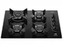 Cooktop 4 Bocas a Gás GLP Electrolux Mesa de Vidro Tripla Chama Preto Acendimento Automático Experience KE4GC Imagem de Cooktop 4 Bocas a Gás GLP Electrolux Mesa de Vidro Tripla Chama Preto Acendimento Automático Experience KE4GC