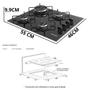 Imagem de Cooktop 4 Bocas Suggar: Vidro, Tripla Chama e Acendimento Automático Preto Bivolt.