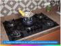 Imagem de Cooktop 5 Bocas a Gás Dako Supreme com Queimador Tripla Chama e Mesa de Vidro Temperado Preto Bivolt