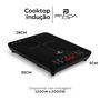 Imagem de Cooktop Indução 1 Boca Portátil PandaPlus 2000W 220V Touch 8 Níveis Potência Temperatura Trava de Segurança Timer Vitrocerâmico Ícones Acesso Rápido