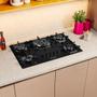 Imagem de Cooktop Mueller 5 bocas Preto com Queimador Tripla chama Bivolt