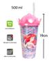 Imagem de Copo Ariel Pequena Sereia 500ml Com Canudo Rosa Original