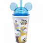 Imagem de Copo Azul Com Canudo E Orelhas Mickey e Minnie Tsum Tsum 450ml - Disney