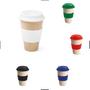 Imagem de Copo Bambu e Arroz Café Ecológico Com Tampa 450ml Tipo Starbucks Reutilizável