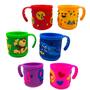 Imagem de Copo Caneca Infantil Escolar Colorido Com Alça 2 Unidades