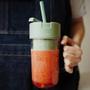 Imagem de Copo Caneca Liquidificador Mini Juicer 420ml com 6 laminas com tampa e canudo Recarregavel Portatil
