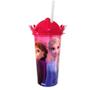 Imagem de Copo Com Canudo E Coroa Frozen Ana E Elsa Premium 500Ml