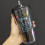 Imagem de Copo com canudo holográfico 550ml casa fé linha signos