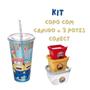Imagem de Copo com Canudo Minions Malvado Favorito Refrigerante Kit 3 Potes Conect Quadrado Plasutil Ideal Lanche Escolar Infantil com Personagem