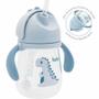 Imagem de Copo com Canudo para Bebê - Alça Removível - 240ml - Dino - Azul - Buba
