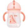 Imagem de Copo com Canudo para Bebê - Alça Removível - 240ml - Dino - Rosa - Buba