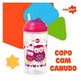 Imagem de Copo Com Canudo Retratil 360ml Rosa/Coruja 7662