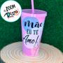 Imagem de Copo com Tampa e Canudo Rosa - Mãe Eu Te Amo - 600ml - 1 unidade - Rizzo