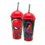 Imagem de Copo de Plástico 500 ml shake com Tampa e Canudo Homem Aranha
