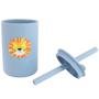 Imagem de Copo de Silicone com Tampa e Canudo Azul Antivazamento 180ml