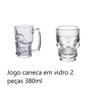 Imagem de Copo de Vidro 2 unidades Canecas Chopp Cerveja Caveira 380ml