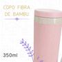 Imagem de Copo Fibra Bambu C/ Tampa Ecológico Térmico Microondas 350ml - Rosa