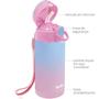Imagem de Copo Garrafa Térmica Infantil Parede Dupla com Canudo 400 ml Rosa Degradê Azul Buba