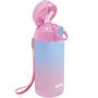 Imagem de Copo Garrafa Térmica Infantil Parede Dupla com Canudo 400 ml Rosa Degradê Azul Buba