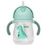 Imagem de Copo Infantil Com Alça Removível E Canudo Dino Verde 240ml - Buba