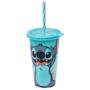 Imagem de Copo Infantil com Canudo Shake 500mL da Disney Stitch com Tampa Estampas Variadas