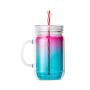 Imagem de Copo plástico com canudo BRW degradê rosa e azul