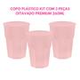 Imagem de Copo Plástico Kit com 3 Peças Oitavado Premium 260ml