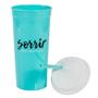 Imagem de Copo Pop Com Canudo Sorrir - Copo Azul e branco