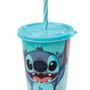 Imagem de Copo Refri Stitch Disney Azul com Tampa e Canudo 500ml - Plasútil