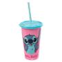 Imagem de Copo Refri Stitch Disney com Tampa e Canudo 500ml Decoração Mesclada 1 UNIDADE - Plasútil